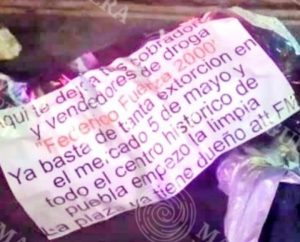 Mercado 5 de Mayo del Centro Histórico de Puebla tras hallazgo con mensaje intimidante.